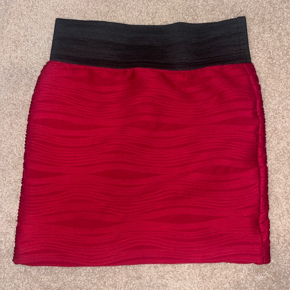 Micro red stretch mini skirt